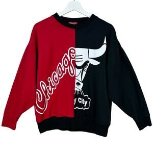 Mitchell & Ness Chicago Bulls Crewneck Sweatshirt Sz Medium Womens Split Graphic